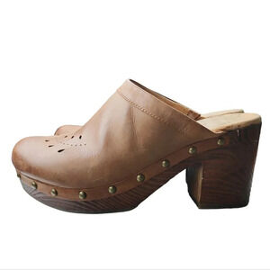 KORKS by Kork Ease MULE LEATHER Brown Clog Sz 8 Scandi Boho Summer Fishermancore